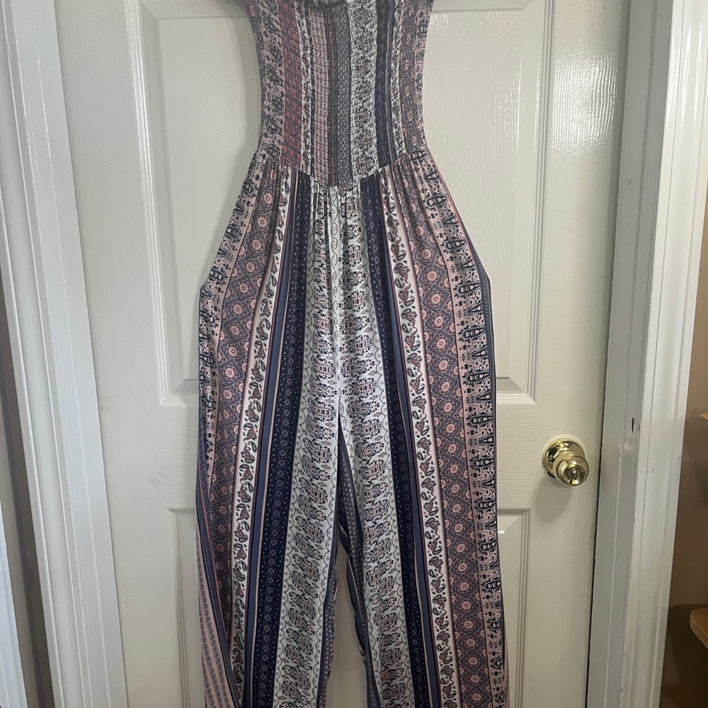 J for Justify Pink and Blue Boho-Chic Jumpsuit